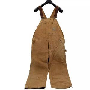 Vintage Carhartt Duck Canvas Overalls Distressed Double Knee Brown R01 42 x 30